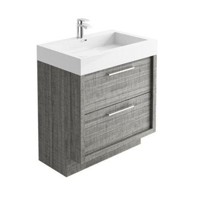 Walter Floor Standing 750mm Vanity Unit in Grey Wood