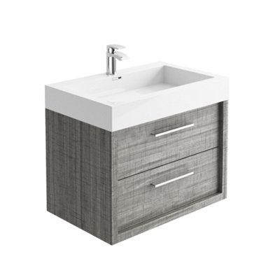 Walter Wall Hung 750mm Vanity Unit in Grey Wood