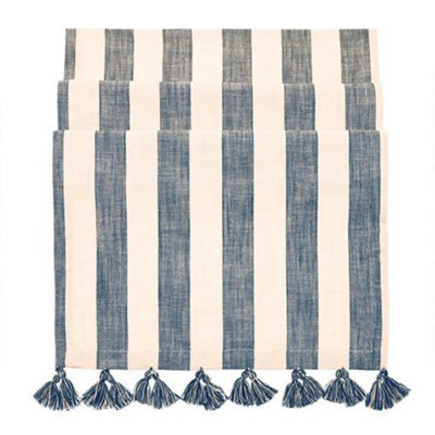 Walton & Co Flint Blue Wide Stripe Table Runner 40x180cm