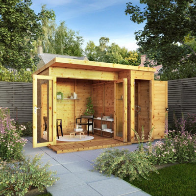 Waltons 10 x 8 Garden Room with Side Shed Wooden Tongue and