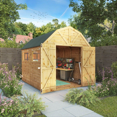 Waltons 10 x 8 Garden Workshop Shed Barn Double Door Tongue and Groove Toolshed