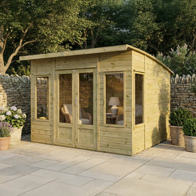 Waltons 10 x 8 Wooden Garden Room Curved Roof Summerhouse Tongue