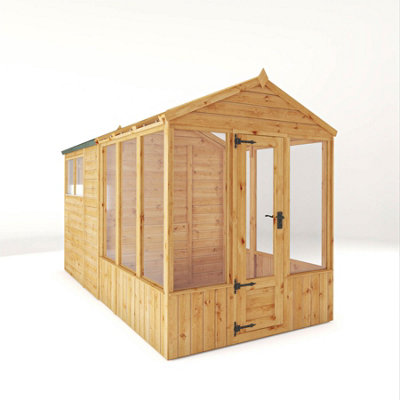 Waltons 12x6 Wooden Combi Greenhouse Shed Apex Styrene Growhouse