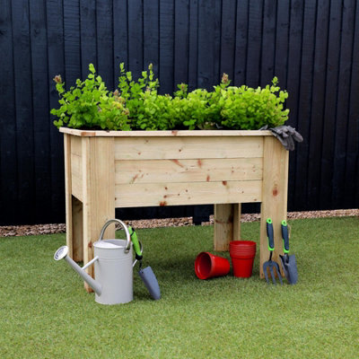 Waltons 1m Raised Planter Freestanding Rectangular Planting Trough with Pressure Treated Wood