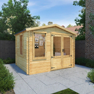 Waltons 2.6m x 3.3m Wooden 19mm Log Cabin Outdoor Garden Room Summerhouse Shed