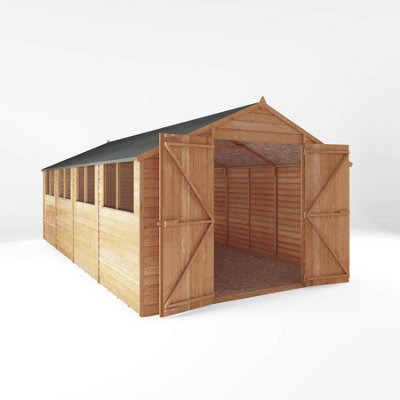 Waltons 20x10 Wooden Shed Overlap Apex Double Door Garden Workshop