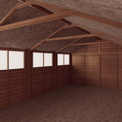 Waltons 20x10 Wooden Shed Overlap Apex Double Door Garden Workshop