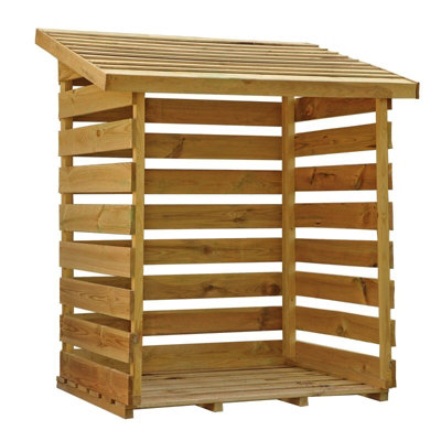 Waltons 3 x 3 Single Log Store Pressure Treated Wooden Outdoor Firewood ...
