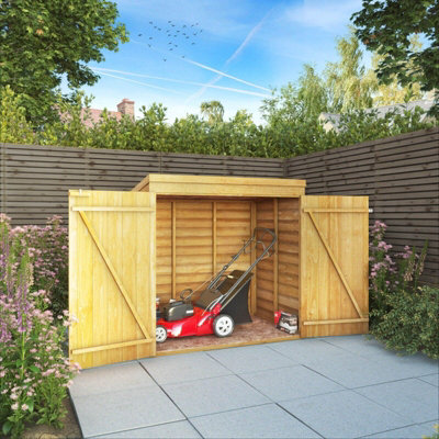 Waltons 3 x 5 Wooden Lawnmower Storage Shed Overlap Double Door Pent Garden Store