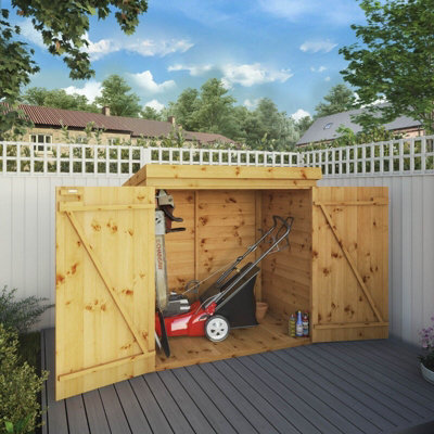 Waltons 3 x 5 Wooden Tongue and Groove Lawnmower Storage Shed Double Door Pent Garden Store