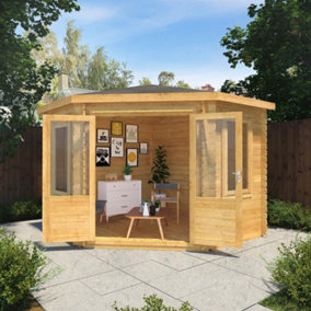 Waltons 3m x 3m Corner 34mm Double Glazed Wooden Log Cabin Garden Room