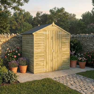 otkmemeページ Waltons 4 x 6 Overlap Apex Garden Storage Shed Windowless Double Door