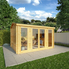 Waltons 4m x 3m Home Office Double Glazed Wooden 28mm Log Cabin Garden Room