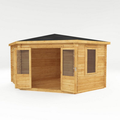Waltons 4m x 4m Corner 34mm Double Glazed Wooden Log Cabin Garden Room