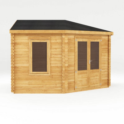 Waltons 4m x 4m Corner 34mm Double Glazed Wooden Log Cabin Garden Room