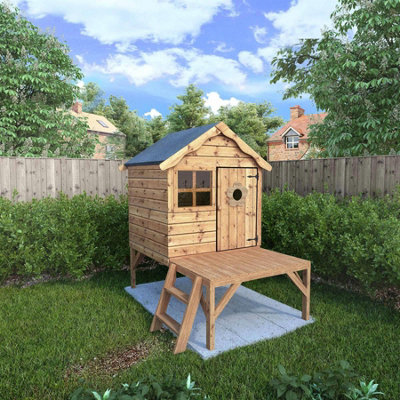Waltons 4x4 Wooden Playhouse with Tower for Outdoor Kids Play Area