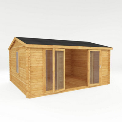 Waltons 5m x 4m Double Glazed Home Office Wooden 28mm Log Cabin Garden Room