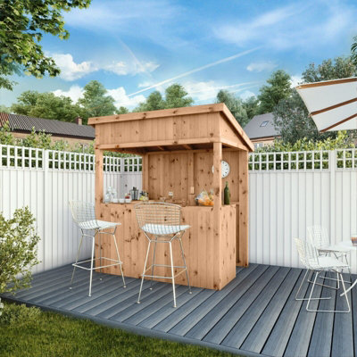 Waltons 6ft x 4ft Premium Wooden Garden Bar Pressure Treated Shiplap Pent Summerhouse Hut