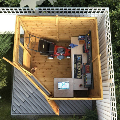 Waltons 7 x 7 Shiplap Corner Shed Tongue and Groove Double Door Garden Storage