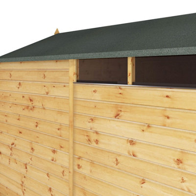 Waltons 8 x 6 Garden Security Shed Shiplap Tongue and Groove Single Door with Lock Discreet Windows