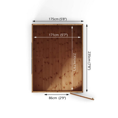 Waltons 8 x 6 Garden Security Shed Shiplap Tongue and Groove Single Door with Lock Discreet Windows