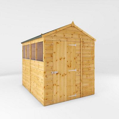 Waltons 8 x 6 Shiplap Garden Storage Shed Tongue and Groove Apex Single Door Windows