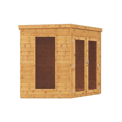 Waltons 8 x 8 Corner Summerhouse Flat Roof Wooden Tongue and