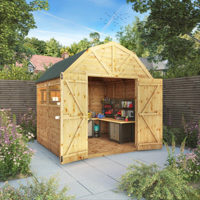 Waltons 8 x 8 Garden Workshop Shed Barn Double Door Tongue and Groove Toolshed