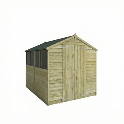 Waltons 8x6 Overlap Apex Garden Storage Shed Windows Double Door 8ft x 6ft