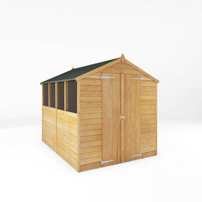 Waltons 8x6 Overlap Apex Garden Storage Shed Windows Double Door 8ft x 6ft