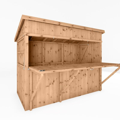Waltons 9 x 4 Garden Bar with Shutter Pack Tongue and Groove Pressure Treated Pent Wooden Summerhouse