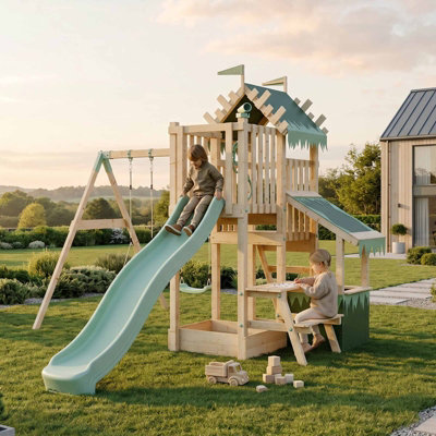 Waltons Climbing Frame with Double Swing Extended Height Platform, 2 ...