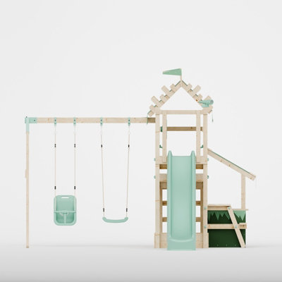 Waltons Climbing Frame with Double Swing Extended Height Platform, 2 ...
