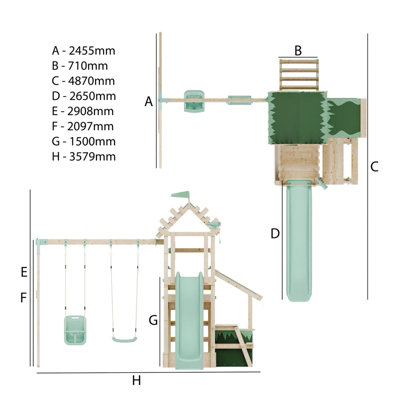 Waltons Climbing Frame with Double Swing Extended Height Platform, 2 ...