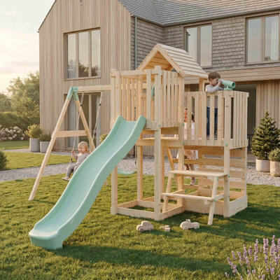 Waltons Climbing Frame with Single Swing Extended Height Platform & 2 ...