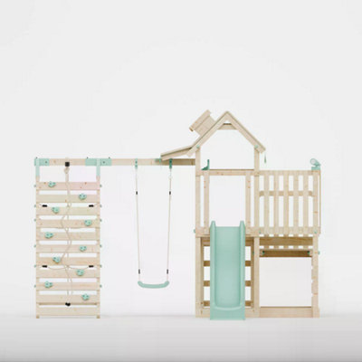 Waltons Extended Climbing Frame With Step Up, Single Swing & Climbing ...