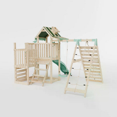 Waltons Extended Climbing Frame With Step Up, Single Swing & Climbing ...