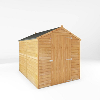 Waltons Garden Shed 8 x 6 Overlap Apex Single Door Windowless Wooden Outdoor Storage Building