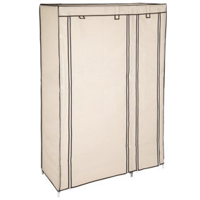 Wardrobe - 1 large and 5 small compartments, 2 openings with zips - beige
