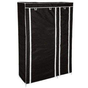 Wardrobe - 1 large and 5 small compartments, 2 openings with zips - black