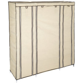 Wardrobe - 5 levels with 12 compartments, 3 openings with zips - beige