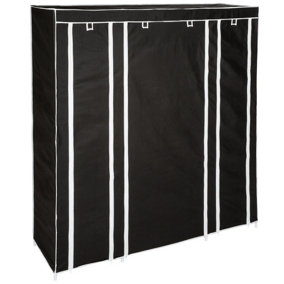 Wardrobe - 5 levels with 12 compartments, 3 openings with zips - black