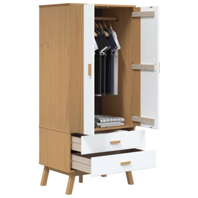 Armadio | Guardaroba SENJA Aspetto Rattan Marrone 90x55x175 cm Massello Pino CFW53942 | Leroy Merlin