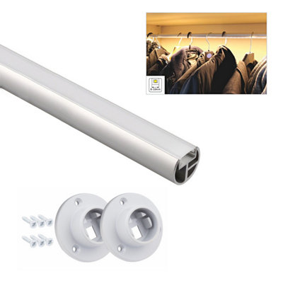 Wardrobe Rail For Led Strip Hanging Rail 2M Free End Supports & Screws ...