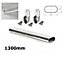 Wardrobe Rail Oval Chrome Hanging Rail Free End Supports & Screws - Length 1300mm