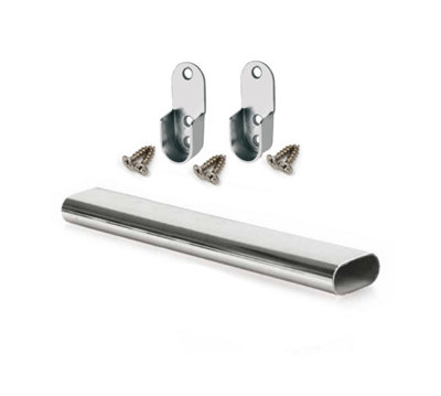 Wardrobe Rail Oval Chrome Hanging Rail Free End Supports & Screws - Length 600mm Price Comparisons | Compare The Build