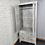 Wardrobe With 2 Drawers Bedroom Storage Wooden Stone Grey Effect 2 Door Hanging Bar Clothes