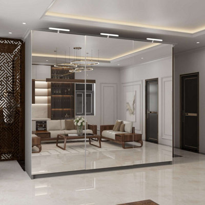 Wardrobe with LED Light Modern 2 or 3 Full Length Sliding Door