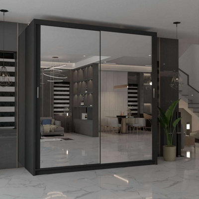 Wardrobe with LED Light - Modern 2 or 3 Sliding Wardrobe with Mirror ...