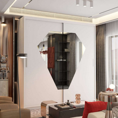 Wardrobe with LED Light Modern Sliding Wardrobe Unique Mirror Style ...